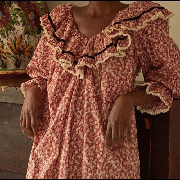 💋SOLD💋✨🍒DÔEN ‘Chaleur’ Nightgown Rouge Pomme Et Poire XS✨ - Picture 4 of 15